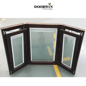 Best Selling Good Price Aluminium Corner Bay Heat Insulation Low-E Double Glaze Fixed Textured Bow Window