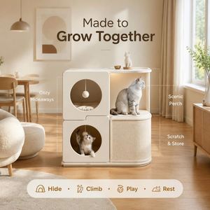 Mobilier pour animaux tout-en-un : Table d'appoint modulaire verticale pour chat, gain de place, idéal pour les foyers multi-chats - Product Image 2