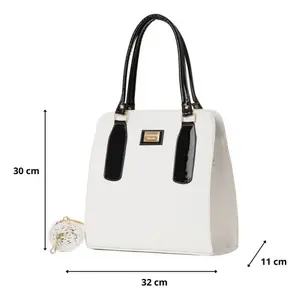Sac fourre-tout en cuir pour femme Fana Cruz M3871 Blanc Élégant Décontracté Décoration Perles Double Bretelles - Product Image 4