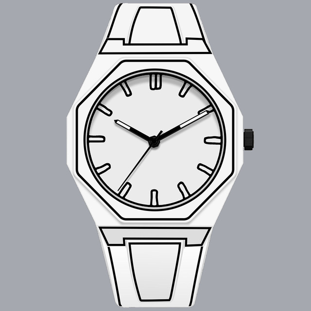 Unique Design Silicone Octagon Minimalist Quartz Mens Wrist Watch Waterproof Sport Polycarbon Watch for Men Montre Orologio Uomo