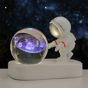 3D năng lượng mặt trời hệ thống pha lê bóng ánh sáng ban đêm nhựa cơ sở thay đổi độ sáng 3.15 inch mô hình Hành Tinh đèn ngủ khoa học thiên văn học đồ chơi học tập - Product Image 2
