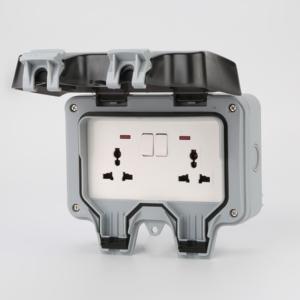 <span class=keywords><strong>Scatola</strong></span> Impermeabile per Interruttori e <span class=keywords><strong>Prese</strong></span> IP66, Copertura per Presa Elettrica Doppia da Esterno Resistente alle Intemperie - Product Image 1
