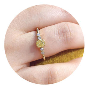 Bague en or jaune pour femme T0247, diamant taille radiant, bague de fiançailles géométrique, plaqué or 18 carats - Product Image 6