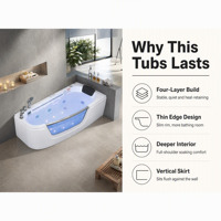 Baignoire à immersion en acrylique moderne, durable et nécessitant peu d'entretien, avec robinet chromé et douchette extractible pour salles de bain résidentielles et hôtelières aux États-Unis