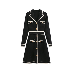 Nuevo Vestido de Punto Holgado de Verano para Mujer, Estilo Vintage, Ecológico, de Manga Larga, Cuello Vuelto, Largo Medio y Cintura Alta - Product Image 1