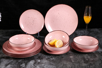 Échantillon disponible ensemble nordique rose assiette à dîner bols à soupe personnalisés plats à emporter en céramique salade décalcomanie pâtes bol à soupe assiettes