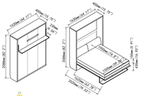 Lit mural discret multifonctionnel, gain de place, design moderne, arrière-plan, mur multifonctionnel, à DOUBLE taille, A4000