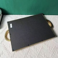 Plateau en plastique vintage style shabby chic Art Déco avec poignées miroir, motif feuille de laurier doré fait main, pour décoration de table de mariage