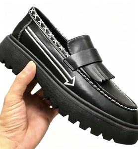 Customized PU Leather Loafers With Fringe Round <b>Toe</b> Slip-On Chunky Platform Rubber Outsole EVA Midsole All Seasons - Product Image 1