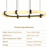 Suspension LED ovale linéaire moderne en marbre d'albâtre naturel, à montage en surface, dimmable, pour salle à manger, villa, bureau