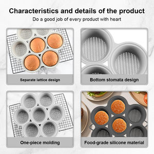 Moldes de Silicona Reutilizables para Postres Caseros, Resistentes al Calor, Herramientas para Hornear Hamburguesas, Moldes para Muffins y Pasteles - Product Image 3