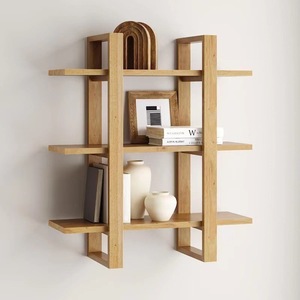 Wooden 3 Tier Floating <b>Wall</b> <b>Shelf</b> Natural Color Multipurpose Storage For Living Room Bedroom Office <b>Wall</b> <b>Mounted</b> Display Rack - Product Image 1
