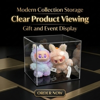 Vitrine de présentation moderne personnalisable en acrylique transparent, avec couvercle anti-poussière, panneaux de 5 mm d'épaisseur, montage facile pour figurines et marchandises de bureau