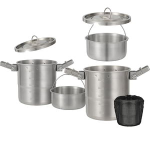 Ensemble complet <span class=keywords><strong>d</strong></span>'ustensiles de cuisine de <span class=keywords><strong>camping</strong></span> en acier inoxydable 304 - Pots suspendus et de cuisson portables de 3 <span class=keywords><strong>L</strong></span> pour pique-nique et voyage - Product Image 4