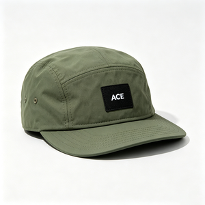 Unisex Solid Quick Dry 5 Panel Camp Cap Custom ACE Woven Patch Lightweight Flat Brim Outdoor Hiking Running Fishing Camp <b>Hat</b> - Product Image 4