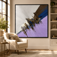 Peinture à l'huile moderne abstraite de paysage urbain violet sur toile, peinte à la main, avec couteau à palette, taille personnalisée, art mural pour hôtel