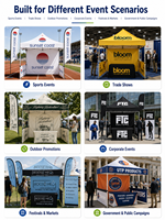 Kit de stand d'exposition Premium OEM 20x40 avec comptoir et drapeaux, tente de salon professionnel pour exposition