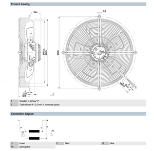 Ventilador axial de CA de 500 mm ebm-papst S4E500-AF05-07, ventilador de refrigeración industrial para sistemas HVAC y de condensación - Product Image 2