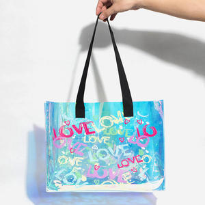 Nouvelle Promotion mode PVC sac fourre-tout fil motif fermeture à glissière bouton pression Transparent épaule plage Shopping sac cosmétique - Product Image 2