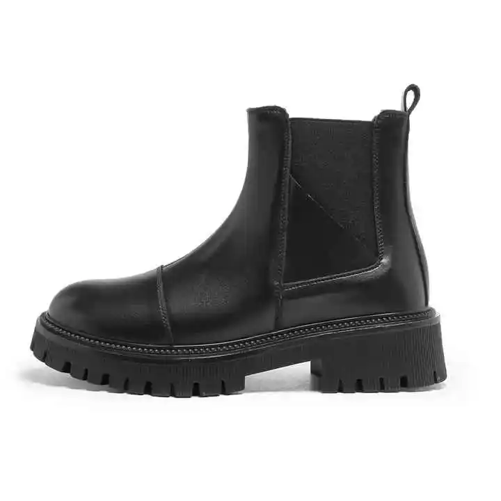 Schwarze PU-Winterschuhe flache Arbeitsstiefel für Damen Damenmode Stiefel rutschfest Damen-Wanderung Martin Knöchel-Stiefel stilvoll