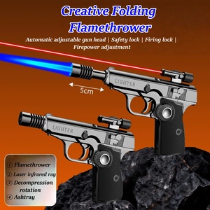 Creativity Multifunctional <strong>Blazingly</strong> intense fire Gas <strong>Lighter</strong> Windproof Refillable Butane Metal Folding flamethrower <strong>Lighter</strong> - Product Image 3