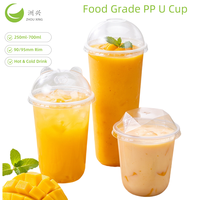Gobelets jetables en PP transparent en forme de U, personnalisables avec logo, 500 ml, 360 ml, 700 ml, pour boissons chaudes et froides, ZFCUP