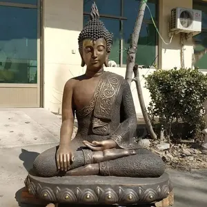 Outdoor Metal Religious Buddha Crafts Large Antique Bronze Brass Buddha Statue With Patina Bronze Color