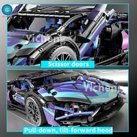 Coche de Carreras RC de Control Remoto, Bloques de Construcción Cyberpunk 1:14, Kit de Modelo de Coche Deportivo DIY con Caja Contenedora