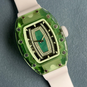 High-quality RM 0702 style Crystal Case Automatic Ladies Watch Diamond-<b>studded</b> Mechanical Watch With White Rubber Strap - Product Image 2