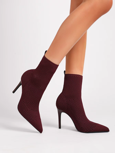 Stivali in Maglia da <span class=keywords><strong>Donna</strong></span> Moda 2025, Punta Affusolata, Tacco Alto, Plateau, per Estate Autunno Inverno, Traspiranti, Stile Cowboy, Collezione A/W - Product Image 4