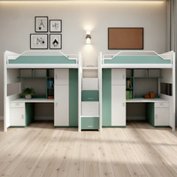 Lit superposé en métal simple pour dortoir scolaire, université, chambre à coucher, avec table et armoire pour 2 personnes