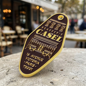 Porte-clés personnalisés en métal plaqué or, alliage de zinc, émail, logo Brasserie <span class=keywords><strong>Paris</strong></span>, porte-clés rétro pour hôtel, pour cadeau - Product Image 3