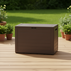 Boîte de rangement marron pour patio, 30,7x17,3x21,7 pouces, solution de rangement résistante pour meubles de jardin, modèle D0100HE5S5A - Product Image 2