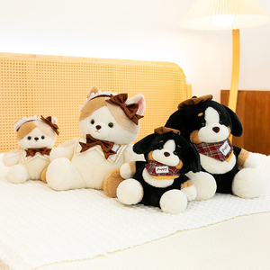 Peluche douce <span class=keywords><strong>pour</strong></span> chat et <span class=keywords><strong>chien</strong></span>, style Kawaii, avec chapeau béret, bandana à carreaux, col marin et nœud en dentelle, fabrication OEM personnalisée - Product Image 2