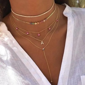 <span class=keywords><strong>Collana</strong></span> girocollo con stella a catena arcobaleno cz con ciondolo a moneta placcata in oro per natale - Product Image 4