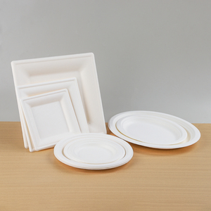 صينية وارمباك الكلاسيكية المصنوعة من قصب السكر مع طبق من الباجاس قابلة للتحلل وقابلة للاستخدام مرة واحدة مع غطاء خالية من مادة BPA للحفلات والمناسبات بالجملة - Product Image 2