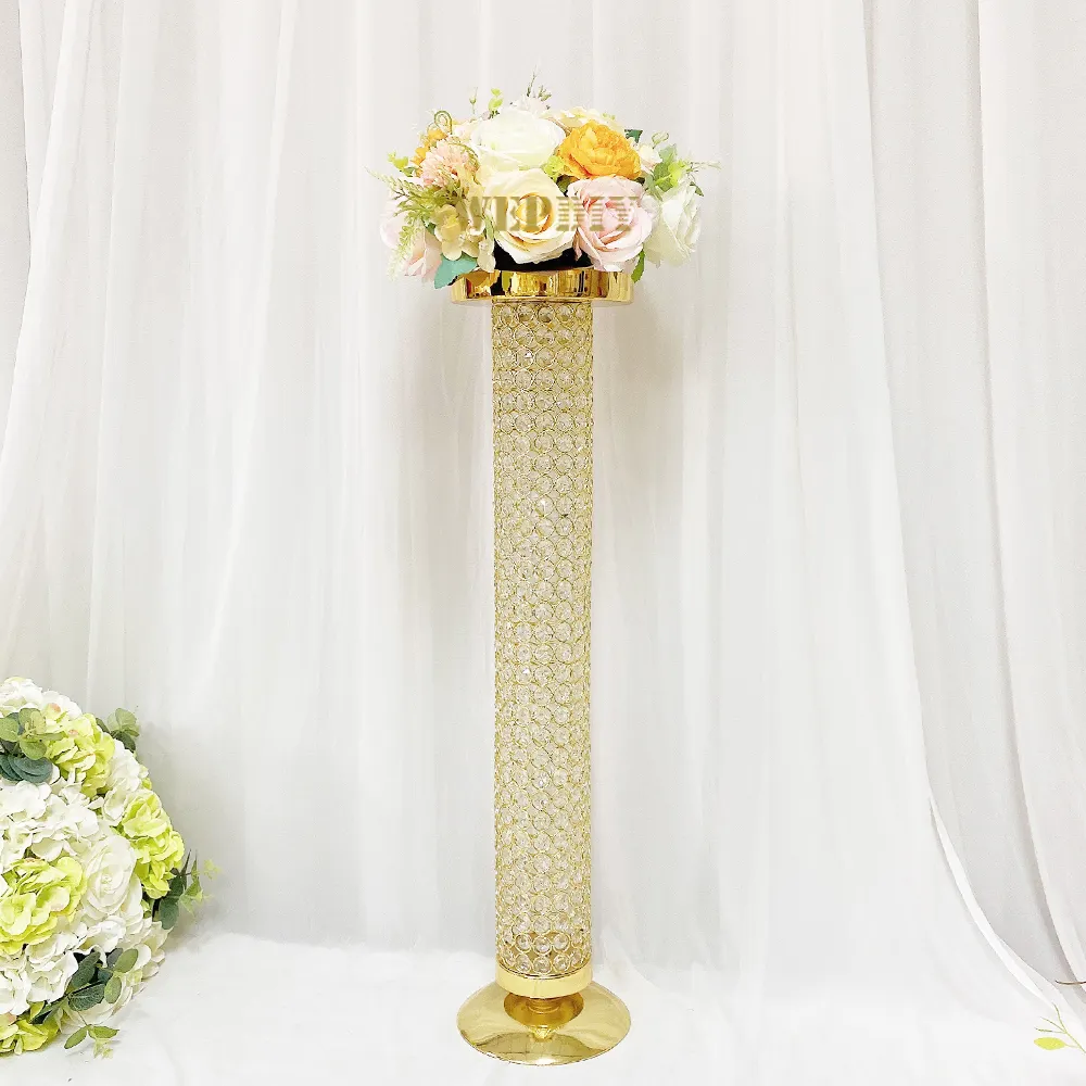 Kristal ışıklı ayağı düğün ışıkları sütun çiçek standı yol lider düğün giriş yol lider çiçek standı dekorasyon
