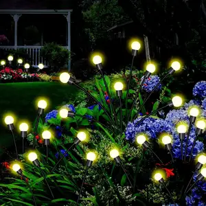 정원 잔디 공원 풍경 PVC 램프 몸체를위한 시뮬레이션 반딧불 LED 태양 광 조명 IP65 방수 동적 스윙