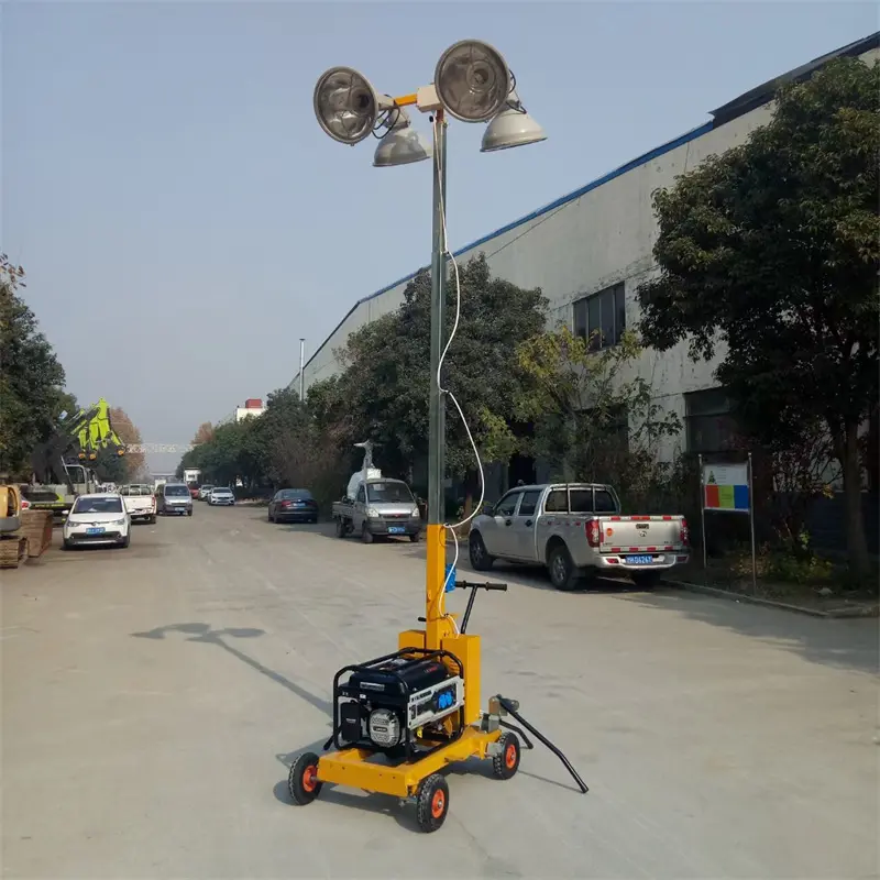 Factory Sales Portable Inflatable Balloon Hand Push 5m Telescopic Mobile Lighting Tower