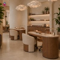Station de manucure, mobilier de salon de beauté, aménagement complet sur mesure, design intérieur de salon de coiffure, décoration et rénovation de salon de barbier
