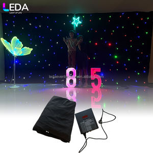 लेडा अनुकूलित आरजीबीडब्ल्यू रंग की अगुवाई वाली स्टाररी पर्दे शादी के चरण की सजावट के लिए हल्के आकाश काले कपड़े बैकड्रॉप - Product Image 2