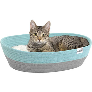 Lit pour chat tissé, ovale, bleu gris, pliable, pour chats, lavage à la main - Product Image 3
