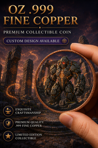 Moneda de Cobre Fino .999 con Diseño de <span class=keywords><strong>Golem</strong></span> de Piedra - Reliquia Coleccionable de Fantasía de 40mm - Moneda Artística de Construcción Antigua para Regalo y Decoración - Product Image 2
