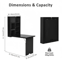 Wandmontierter Ausklappbarer Schreibtisch im Industriedesign Bürotisch mit Ablage für Heimbüro