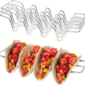 Soporte para Tacos de Acero Inoxidable con Forma de Ola, Capacidad para 4 Tacos, Antideslizante, Bandeja para Servir Comida Mexicana para Restaurante y Hogar - Product Image 1
