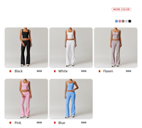 Ensemble deux pièces pour femmes, vêtements de sport de haute qualité, soutien-gorge rembourré, veste respirante, jean pattes d'éléphant, ensemble de sport pour femmes