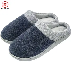 OEM customized lady winter Warm TPR outsole Memory Foam Knit Room House Winter Men's cashmere house bedroom Slippers Indoor