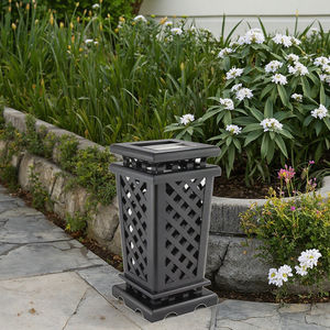 Cubo <span class=keywords><strong>de</strong></span> <span class=keywords><strong>basura</strong></span> ecológico para exteriores calado artístico-Cubo <span class=keywords><strong>de</strong></span> <span class=keywords><strong>basura</strong></span> <span class=keywords><strong>de</strong></span> pirámide cuadrado con Cenicero integrado, acabado recubierto <span class=keywords><strong>de</strong></span> polvo - Product Image 6