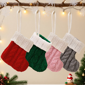 Màu Xanh Lá Cây Dệt Thân Thiện Với Môi Mini Giáng Sinh Vớ Năm Mới Của Trang Trí Mặt Dây Chuyền Vớ Lụa Màn Hình In Ấn Cho Cây Giáng Sinh - Product Image 5