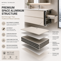 Meuble-lavabo flottant en aluminium grain de bois, sur mesure, fabricant OEM